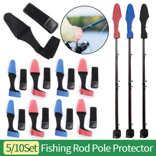 5/10Set 2Pcs/Set Fishing Rod Pole Protector Case Cover Sleeve Fishing Rod Fastener Belts Rubber FIsh Pole Fastening Belt Strap
