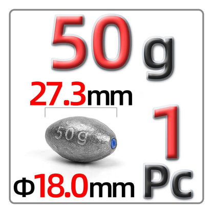 5g-60g Olive-Shaped Lead Pendant Fishing Lead Pendant Plastic Core Hollow Lead Pendant Fishing Accessories