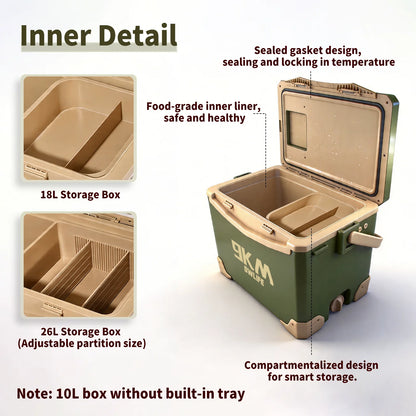 9KM 10L 18L 26L Fishing Cooler Box Fishing Bucket Storage Tackle Box Outdoor Insulated Ice Chest Box for Fishing Camping Boating
