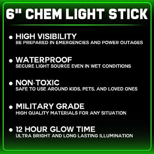 Emergency Glow Sticks - 12 Ultra Bright Individually Wrapped Military Grade Chem Lights - 12 Hour Bulk Tactical Light Sticks fo