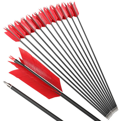 12pcs 30" Archery Carbon Arrows FLU-FLU 4 Turkey Feather Bow Target Hunting Archery Arrow
