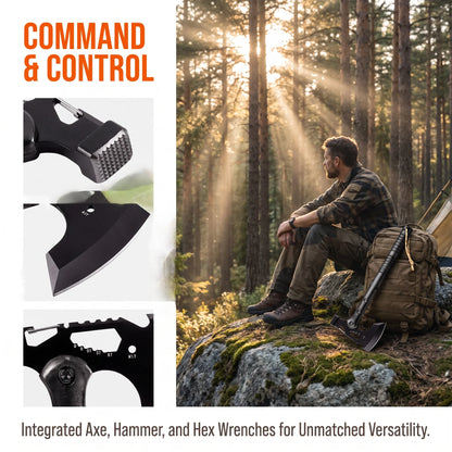 Multifunctional Outdoor Camping Utility Axe Non-slip Ribbed Handle Triple Rivet Reinforced With Bottle Opener Hex Wrench Emergency Hammer Portable Survival Gear For Camping Hiking Backpacking