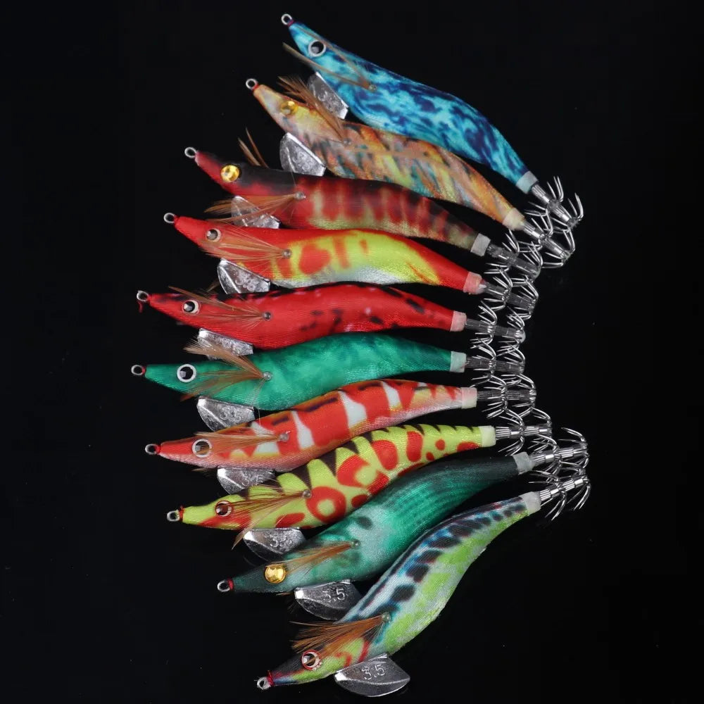 30pcs Saltwater Squid Jig Freshwater Shrimp Cuttlefish Jigs Hook Fishing Lures