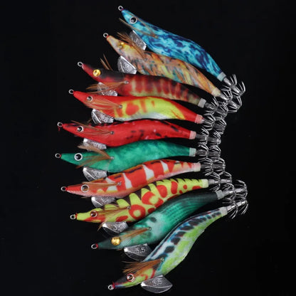 30pcs Saltwater Squid Jig Freshwater Shrimp Cuttlefish Jigs Hook Fishing Lures