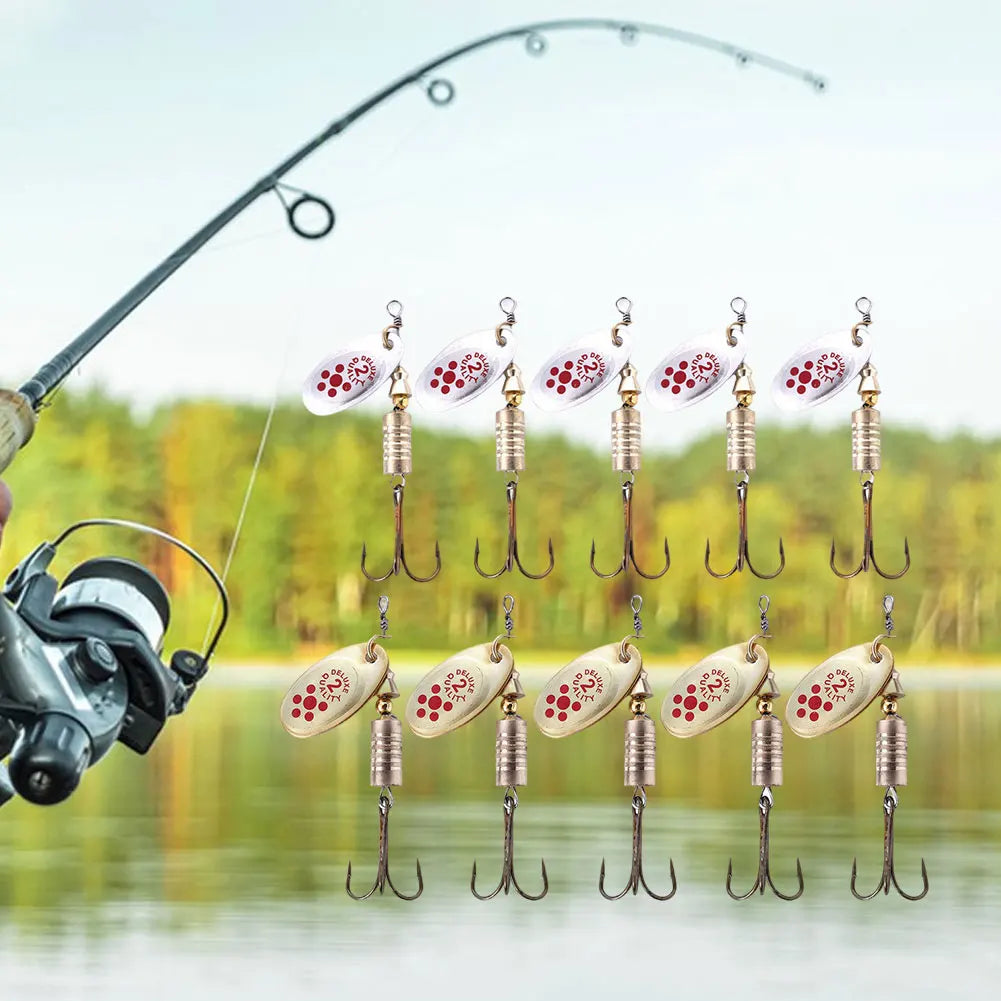10pcs/Set Metal Spoon Spinner Fishing Lure Spoonbait Crankbaits Fishing Wobblers Artificial Bait for Freshwater and Saltwater