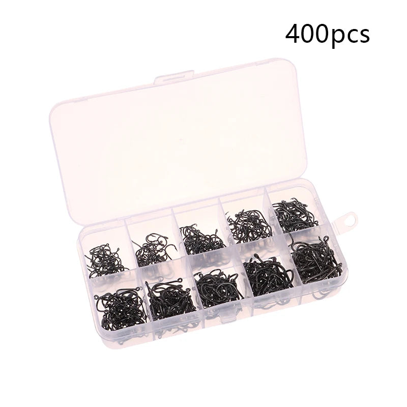 100-500PCS Fishing Hooks Set High Carbon Steel Sharp Durable Barbed Fishhook Rock Fishing Equipment Gear Tackle Accessories
