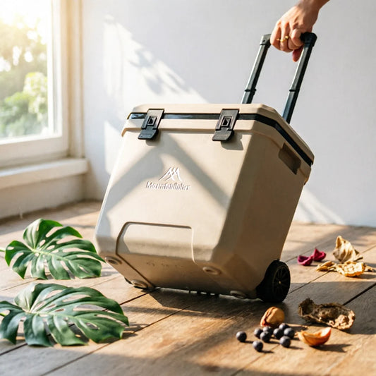 Wheeled Cooler Insulated Wheeled Cooler Box Portable Ice Chest Easy to Roll Cooling Gear Food Crisp for Market Stall, Car Travel