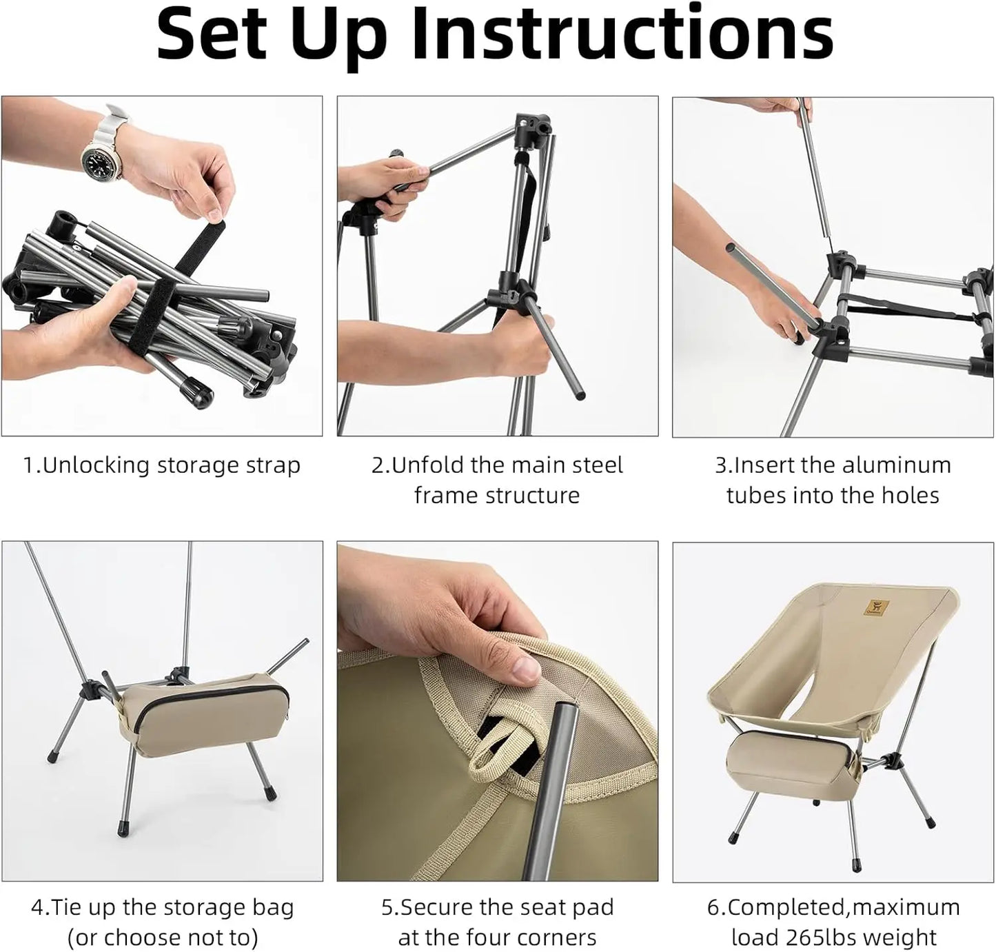 Backpacking Chair Portable Folding Camp Chair Compact Foldable Chairs Ultra Lightweight Outdoor Balcony/Garden/Travel/Pa