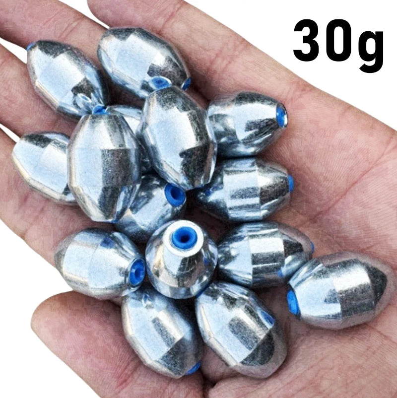 10PCS 20g 25g 30g 40g 50g Fishing Sinker Casting Fishing Alloy Weights Soft Core Deep Water Weight Sinker for Tackle Accessories