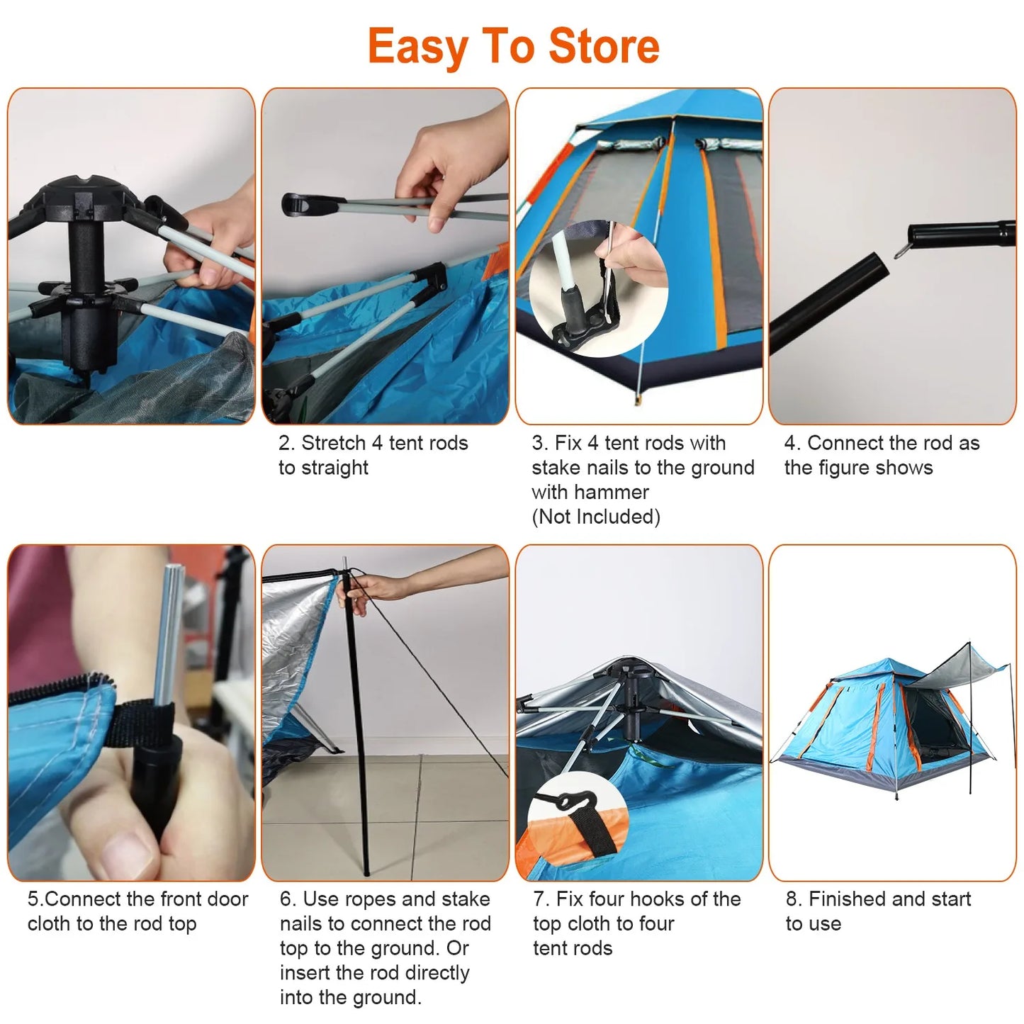 4-5 Person Portable Instant Tent, Waterproof Windproof with Double Mosquito Screens for Outdoor