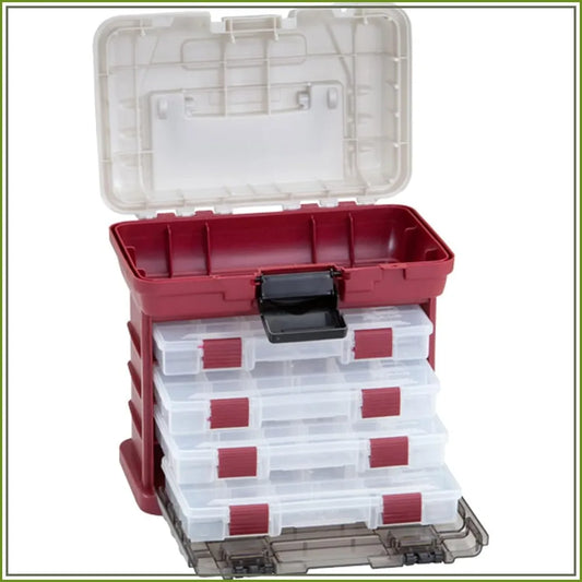 Two-Sided Organizer for Fishing Gear, Clear Lid, 4 Utility Boxes Included