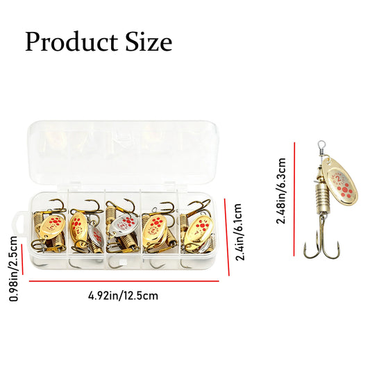 10Pcs Gold & Silver Spinning Sequins Fishing Lures Anti‑Corrosion Metal Spoon Bait Hard Spinner‑Bait for Freshwater Bass Trout