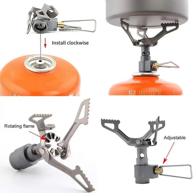 Small Camp Stove Foldable Hiking Stove Propane Stove Lightweight Camping Burner Cooking Stove For Outdoor Backpacking Hiking