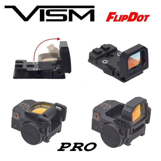 Tactical VISM PRO Flip Up Red Dot Sight Hot 20mm Rail Riflescope Collimator Sight RM Scope With GLK Rear Sight Mount