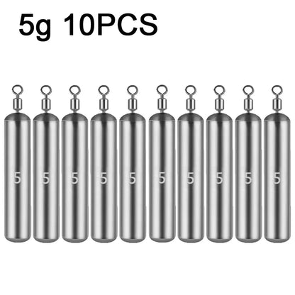 GOBAIT Fishing Sinker 3.5g 5g 7g 10g Weight 10PCS Slender Quick Rod Plumb Pendant Gear Swivel Metal Jig Pesca Tackle Cast Tool