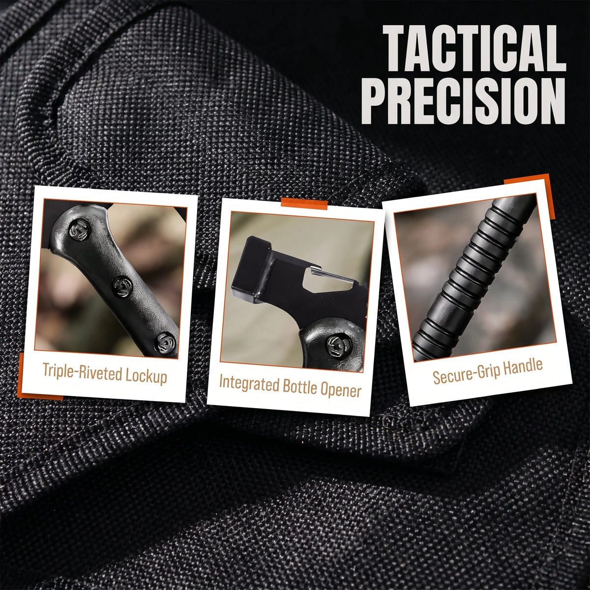 Multifunctional Outdoor Camping Utility Axe Non-slip Ribbed Handle Triple Rivet Reinforced With Bottle Opener Hex Wrench Emergency Hammer Portable Survival Gear For Camping Hiking Backpacking