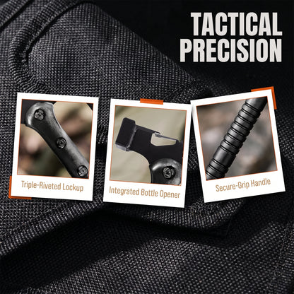 Multifunctional Outdoor Camping Utility Axe Non-slip Ribbed Handle Triple Rivet Reinforced With Bottle Opener Hex Wrench Emergency Hammer Portable Survival Gear For Camping Hiking Backpacking