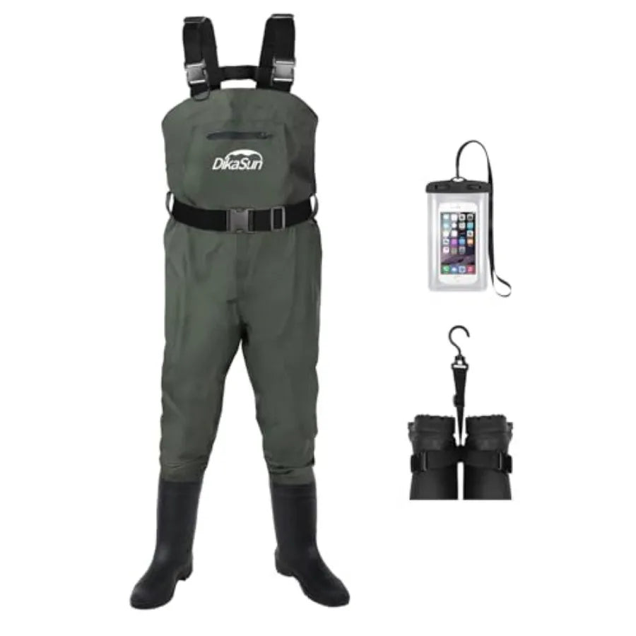 Fishing Waders for Men and Women, Waterproof 2-Ply Nylon/PVC Chest Wader with Boots for Outdoor, Sizes 4-13 Bootfoot