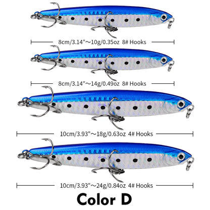 Luya Pencil, Submerged Luya Bait Far Cast Luya Fake Bait 10/14/18/24g Bionic Hard Bait Bait Fishing Tackle