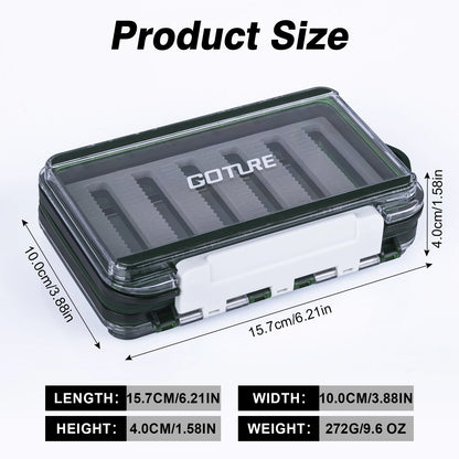 Goture Waterproof Fly Fishing Lure Bait Trout Flies Storage Box Case Container Fish Lure Bait Portable Fly Fishing Box