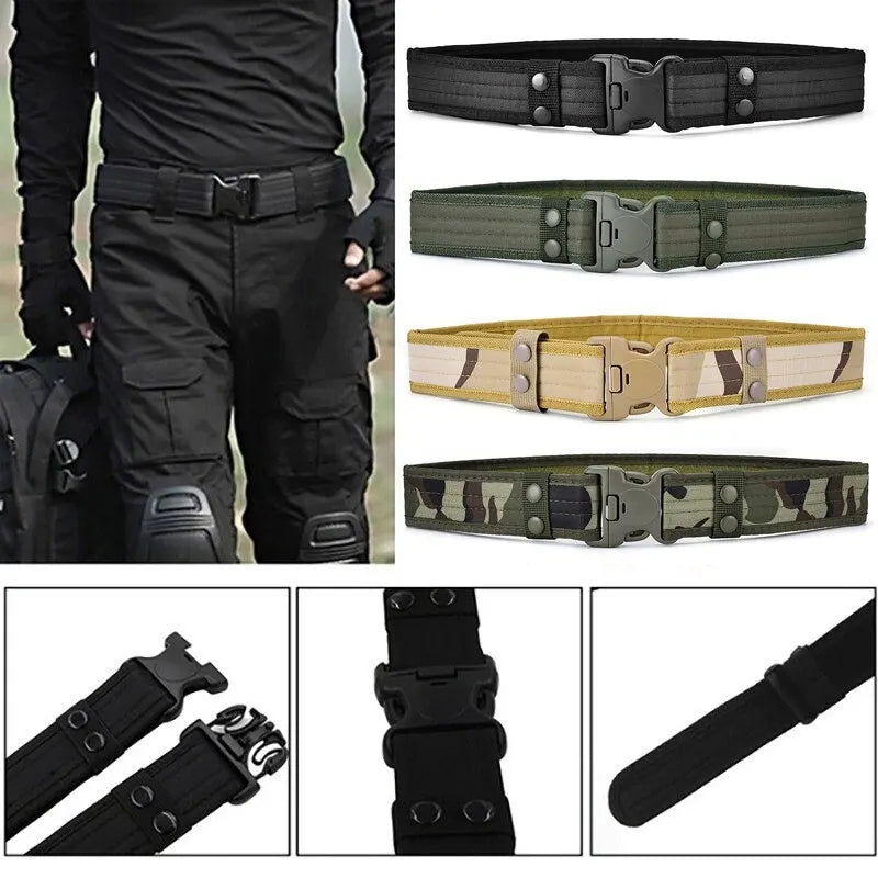 Activity Nylon Oxford Cloth Tactical Belt, Men's Wide Waist Belt for Hiking Work, Outdoor Camouflage Mountaineering Gear