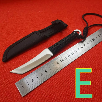 Fixed Blade Hunting Knife, Black Blade, Black Rubberized Handle, 12.5-Inch Overall
