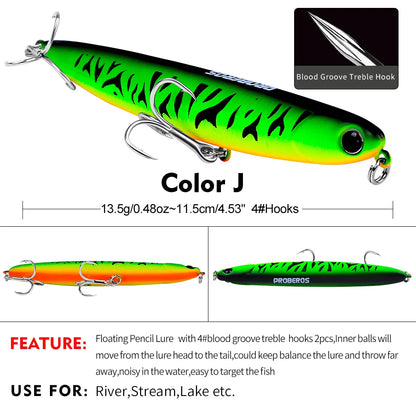 13.5G Pencil Bionic Luya Bait, Luya Bait Plastic Bait 11.5cm Bait Fishing Tackle Spot DW453
