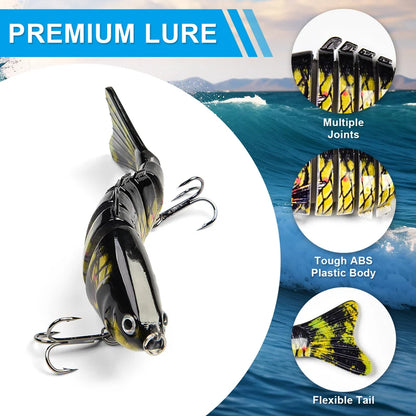 3Pcs Multi‑Joint Swimbait Hard Fishing Lure 2 Styles Segmented Bionic Fish Bait With Treble Hooks Freshwater Bass Pike Fishing Tackle