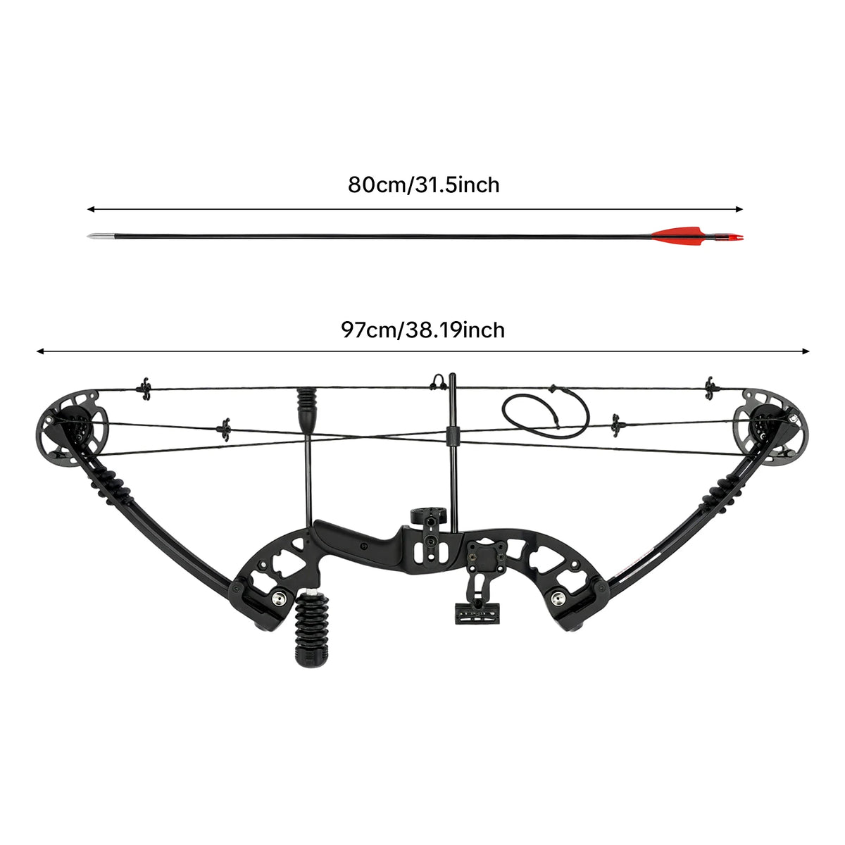 Compound Bow Arrow Set 30-55lb Adjustable Draw Length 24-29.5" for Adults Right Hand,3-Pin Sight Archery Hunting Bow w/12 Arrows