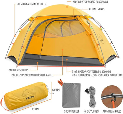 Ultralight Waterproof Backpacking Tent for 1-2 People, Aluminum Frame Double Layer Hiking Camping Shelter