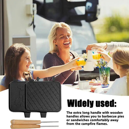 Grilled Cheese Maker Double Sided Detachable Portable Sandwich Cooker Camping Sandwich Maker Toaster With Wooden Handle outdoor