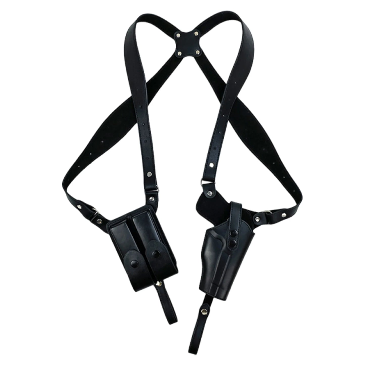 Leather Forearm Hidden Shoulder Holster with Double Mag Fit Adjustable Concealed Carry Gun Holster Fit Most Kinds of Pistols