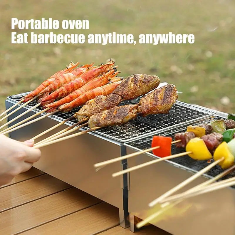 Detachable Barbecue Grill Heating Stoves Portable Camping BBQ Grill Rack Net Firewood Stove Stainless steel Cooking BBQ Grill