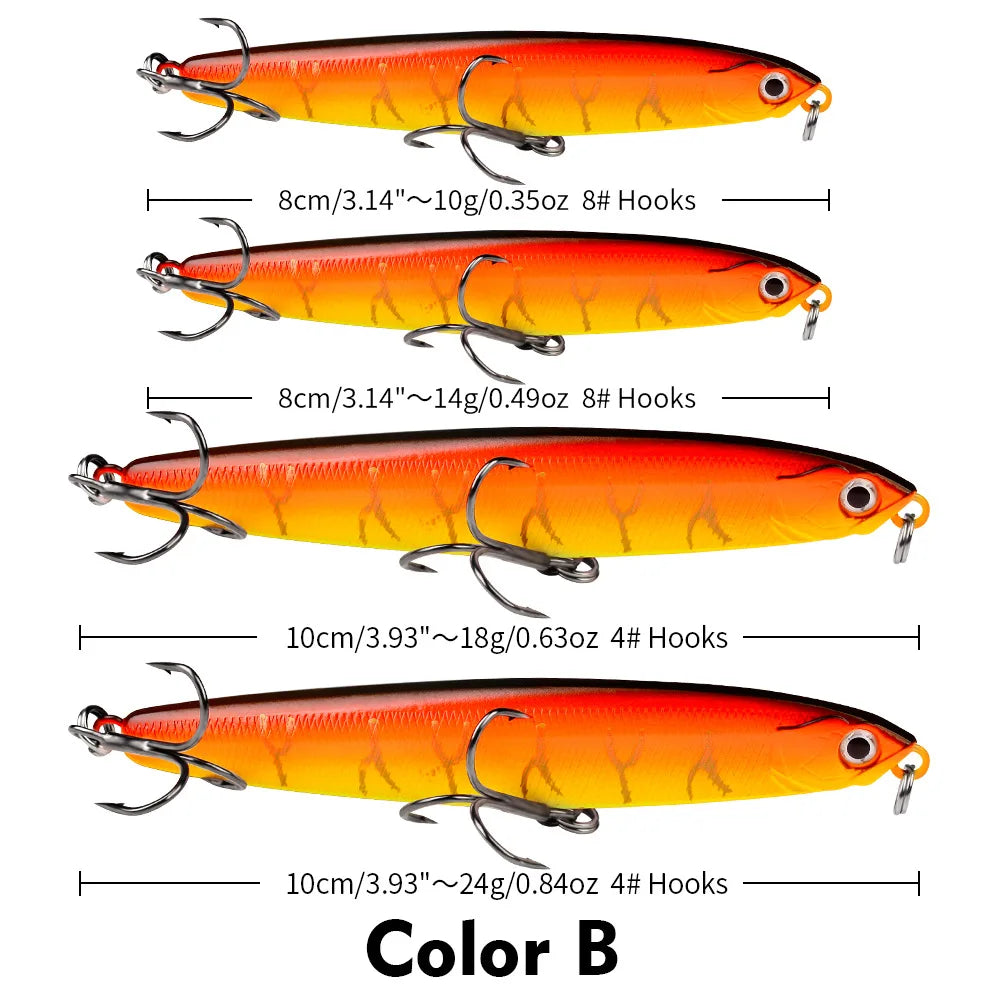 Luya Pencil, Submerged Luya Bait Far Cast Luya Fake Bait 10/14/18/24g Bionic Hard Bait Bait Fishing Tackle