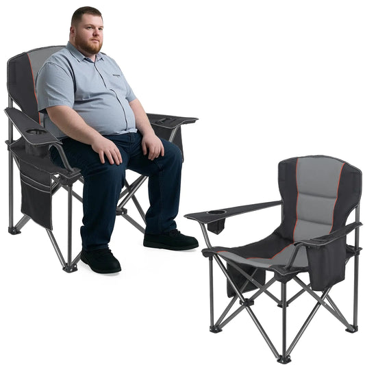 2 Pack Large Camping Chair Heavy Duty 400lb Capacity with Side Pocket Cup Holder Cooler Bag for Outdoor Beach Fishing Backyard B
