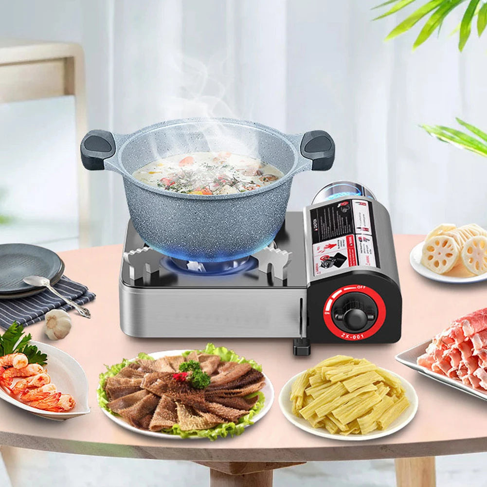 Single-Burner Butane Stove Adjustable Cassette Stove Windproof Cassette Furnace for Indoor & Outdoor Cooking