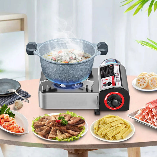 Single-Burner Butane Stove Adjustable Cassette Stove Windproof Cassette Furnace for Indoor & Outdoor Cooking