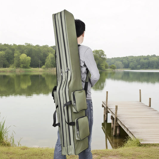 Fishing Pole Storage Bag 150cm Folding Rod Carry Case Waterproof Oxford Large Capacity for Men Family Travel Gifts