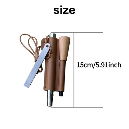 4-piece set of iron magnesium ignition rod ignition kit, including iron magnesium rod, white steel igniter and hanging rope leather cover, waterproof survival fire sickle steel, suitable for camping, hiking, backpack travel a