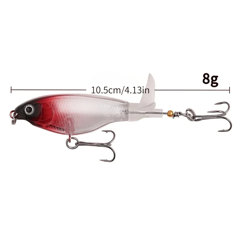 8PCS Top‑water Propeller Lures, Laser Reflective, 10.5CM, 8G, Suitable For Bass, Trout and Zander. Equipped With Rotating Treble Hooks With Barbs At The Tail, Swimming Baits and Crank Baits