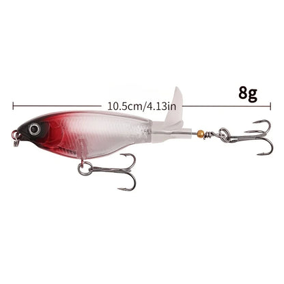 8PCS Top‑water Propeller Lures, Laser Reflective, 10.5CM, 8G, Suitable For Bass, Trout and Zander. Equipped With Rotating Treble Hooks With Barbs At The Tail, Swimming Baits and Crank Baits