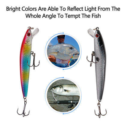 20Pcs Minnow Hard Fishing Lures Set, Artificial Plastic Swimbait Crankbait Tackle for Freshwater Saltwater Bass Trout Pike Fishing