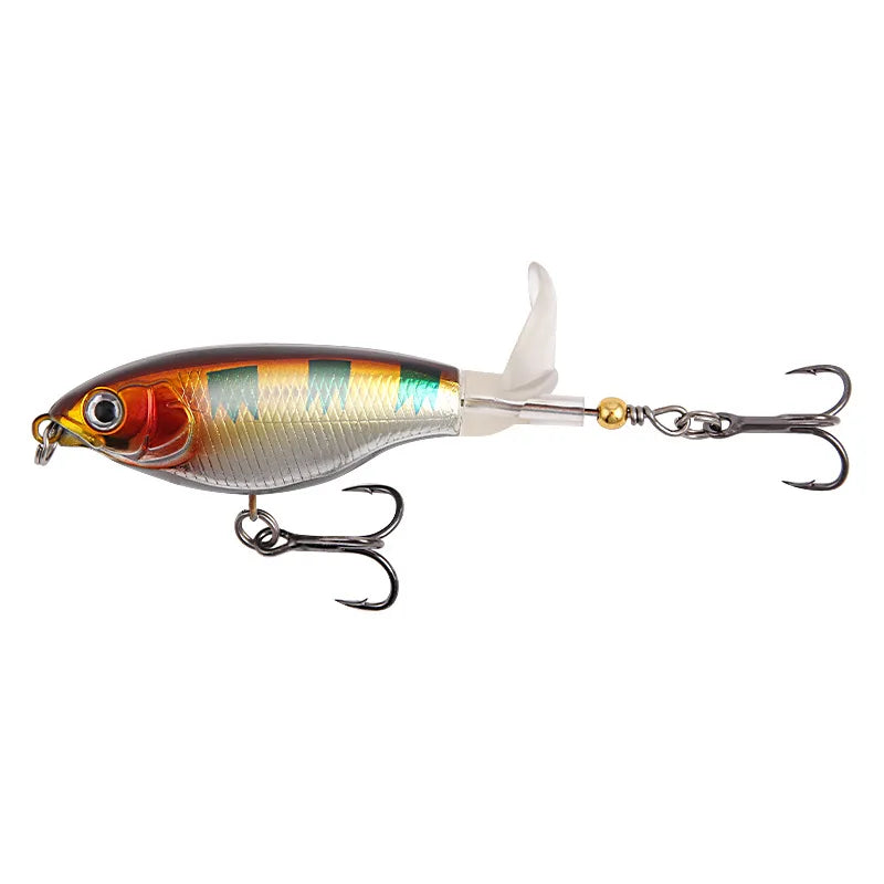8PCS Top‑water Propeller Lures, Laser Reflective, 10.5CM, 8G, Suitable For Bass, Trout and Zander. Equipped With Rotating Treble Hooks With Barbs At The Tail, Swimming Baits and Crank Baits