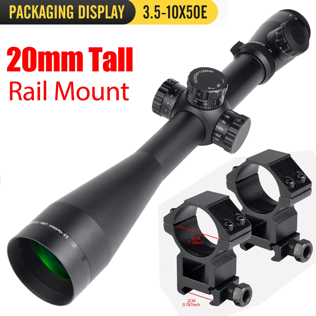 LP M3 3.5-10x50 Tactical HD Scope No Parallax Optics Hunting Scope Multi Coated Sight Adjustment Shockproof Waterproof Telescope