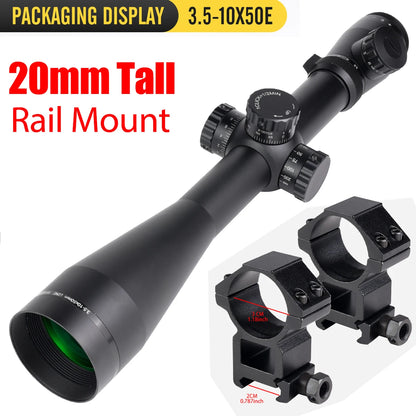 LP M3 3.5-10x50 Tactical HD Scope No Parallax Optics Hunting Scope Multi Coated Sight Adjustment Shockproof Waterproof Telescope