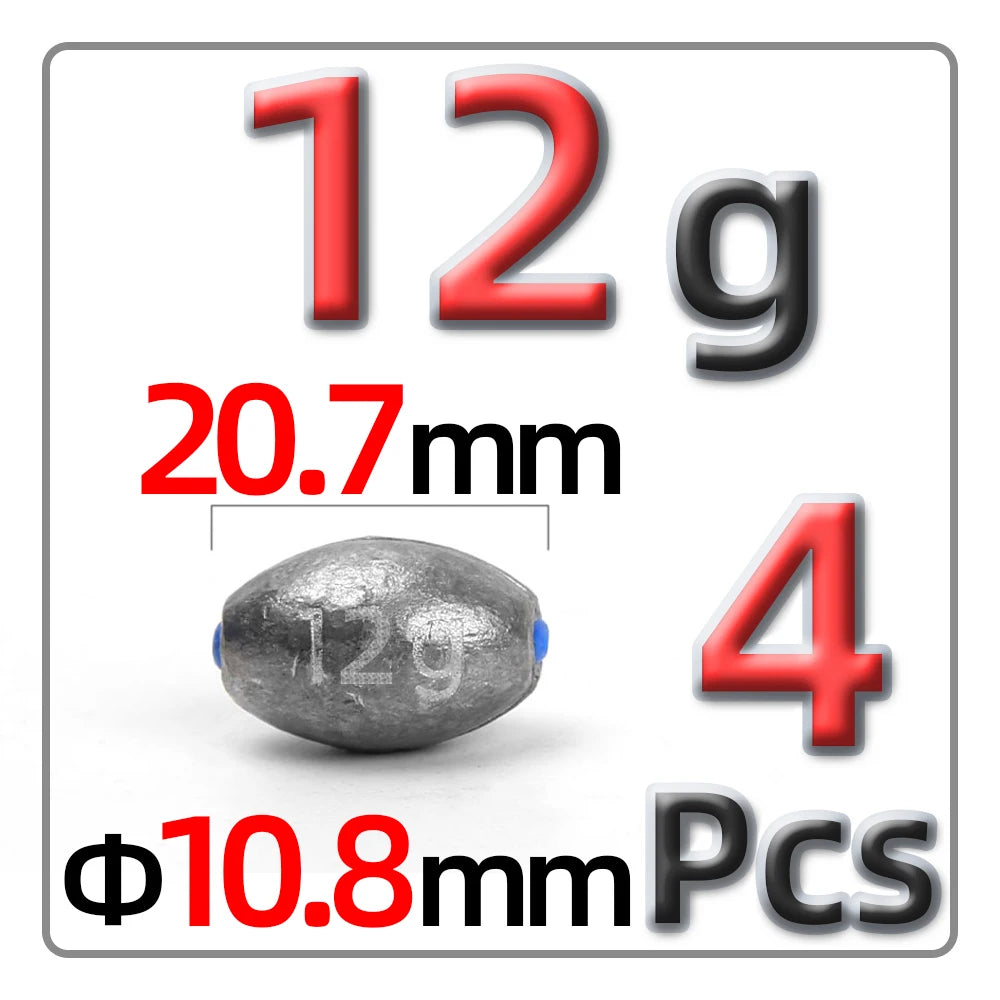 5g-60g Olive-Shaped Lead Pendant Fishing Lead Pendant Plastic Core Hollow Lead Pendant Fishing Accessories