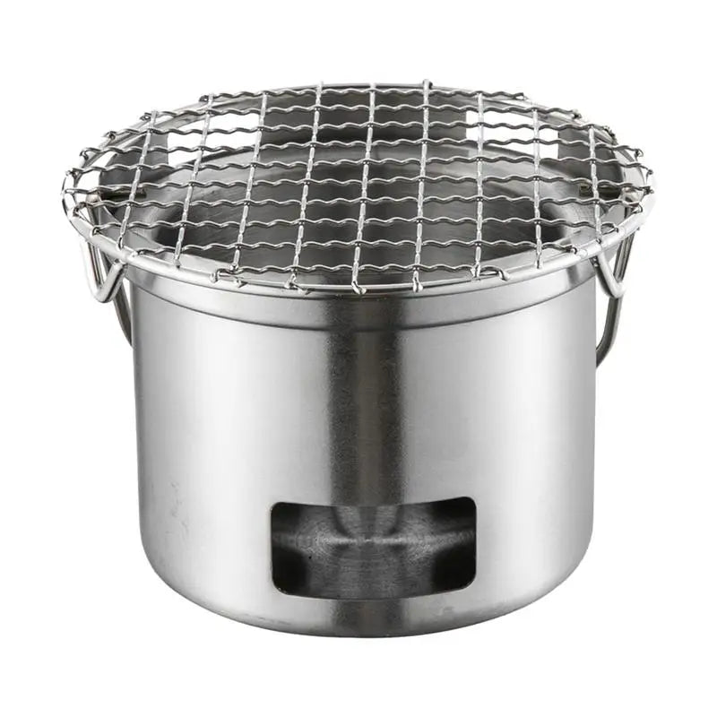 Outdoor Camping Stove Stainless Steel Barbecue Stove Mini Wood Stove Backpacking Survival Stove Picnic BBQ Cooker Burning Stove