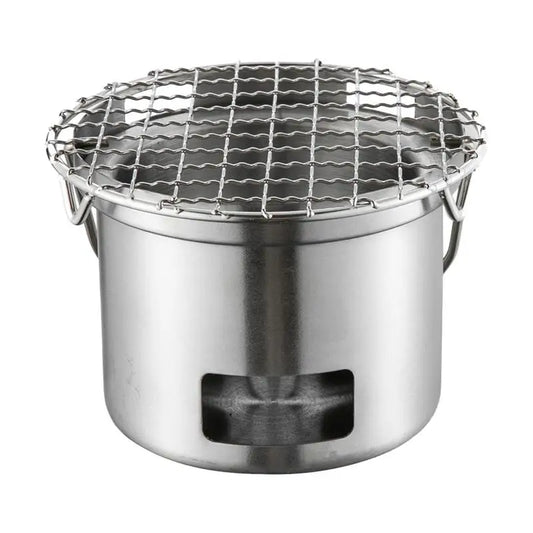 Outdoor Camping Stove Stainless Steel Barbecue Stove Mini Wood Stove Backpacking Survival Stove Picnic BBQ Cooker Burning Stove