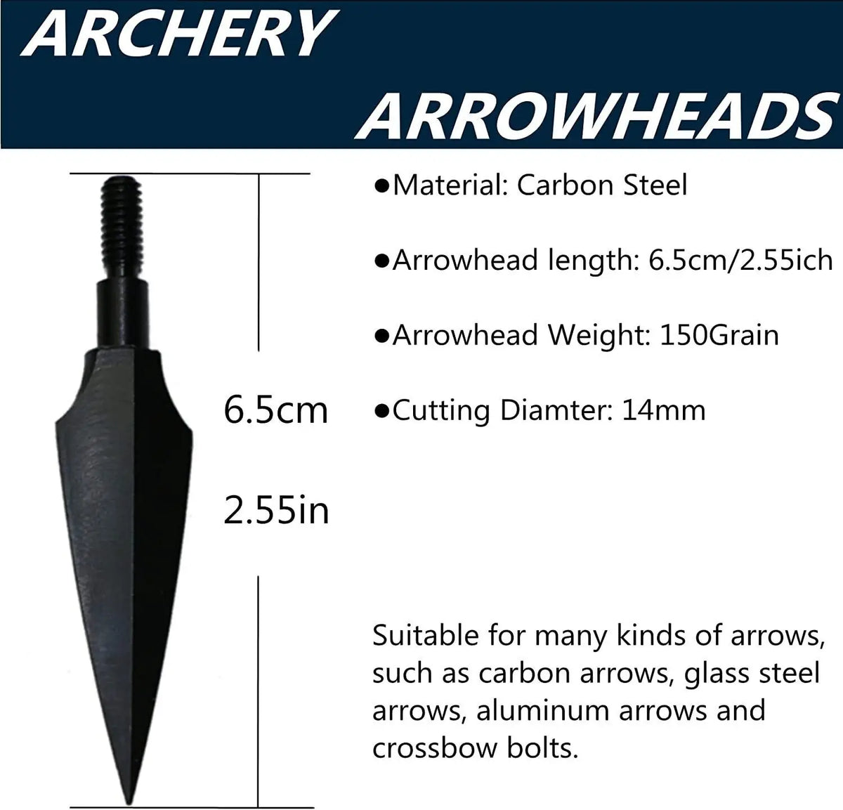 12/20pcs Hunting Arrowheads 150 Grain High Carbon Steel Broadheads Archery Arrows Tips Compound Bow Recurve Bow Crossbow