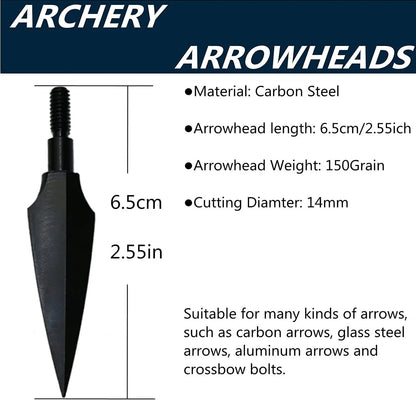 12/20pcs Hunting Arrowheads 150 Grain High Carbon Steel Broadheads Archery Arrows Tips Compound Bow Recurve Bow Crossbow